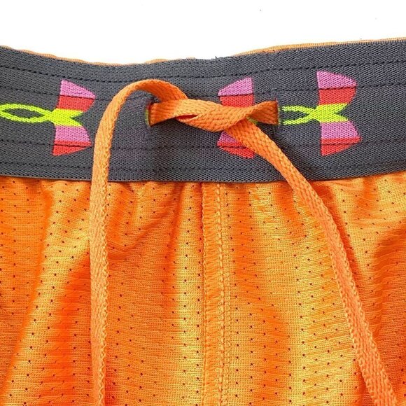 Under Armour Heatgear Running Shorts Mens size Medium Mesh Pull On Orange - Picture 6 of 8